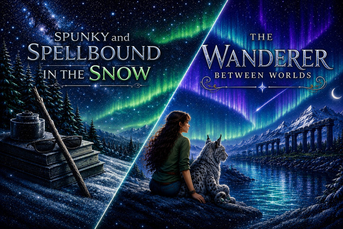 A split image to let people know Spunky and Spellbound in the Snow is becoming the Wanderer Between Worlds A split image to let people know Spunky and Spellbound in the Snow is becoming the Wanderer Between Worlds
