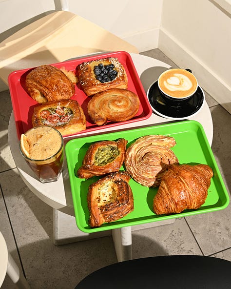 queen st oyster shooters, jwik bfast burrito, sqirl espresso tini, mustaaaard's, picnic's vegan vienna + out of thin air pastries