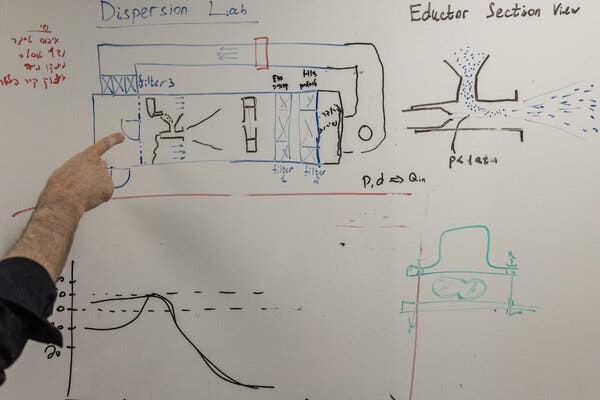 A right hand points at a diagram on a whiteboard. A right hand points at a diagram on a whiteboard.