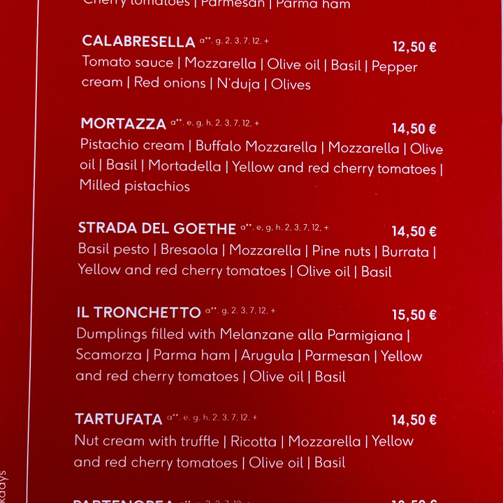 close up some menus with extensive metadata