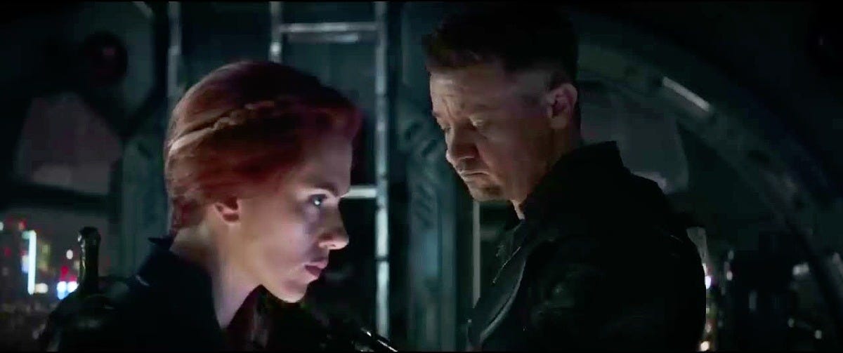 Black Widow and Hawkeye in the Avengers: Endgame trailer. Image: Marvel Studios Black Widow and Hawkeye in the Avengers: Endgame trailer. Image: Marvel Studios