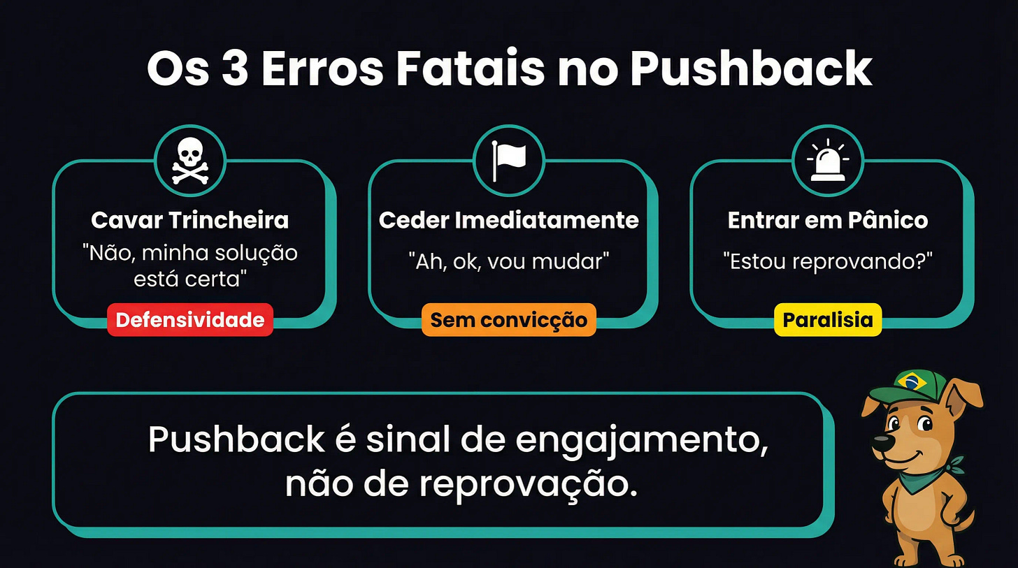 Os 3 erros fatais no pushback — cavar trincheira, ceder imediatamente, entrar em pânico