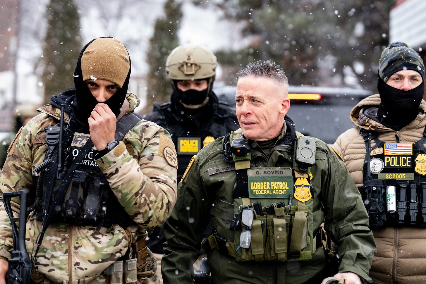 “Commander at Large” Gregory Bovino walks alongside Border Patrol Tactical Officers in Minneapolis in January 2026 (Photo by Chad Davis distributed under Creative Commons license CC BY 4.0) “Commander at Large” Gregory Bovino walks alongside Border Patrol Tactical Officers in Minneapolis in January 2026 (Photo by Chad Davis distributed under Creative Commons license CC BY 4.0)