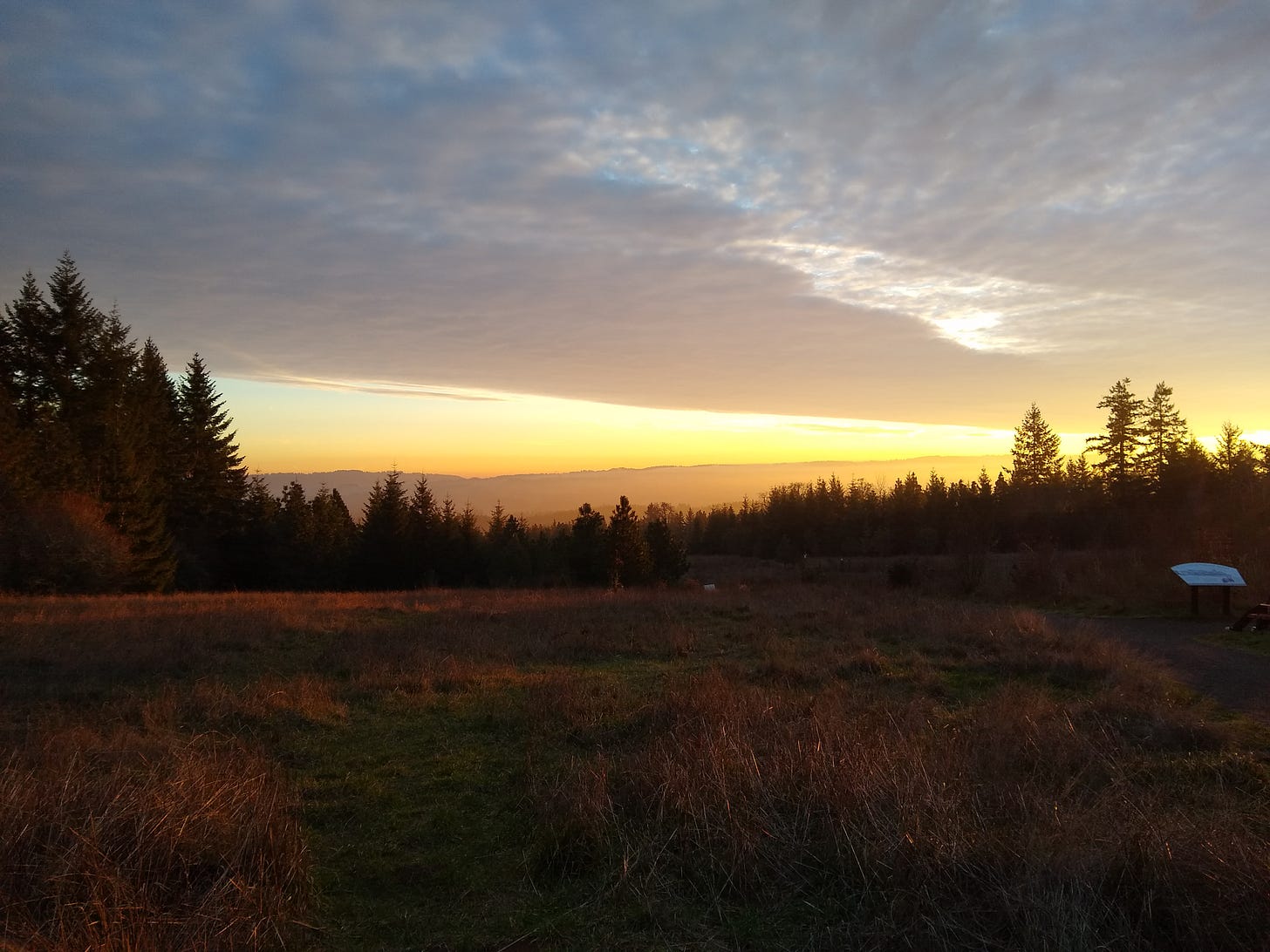 Cooper Mountain Nature Park right before sunset