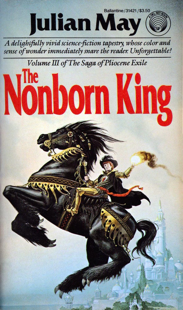 Book cover for THE NONBORN KING by Julian May, published by Del Rey Books.