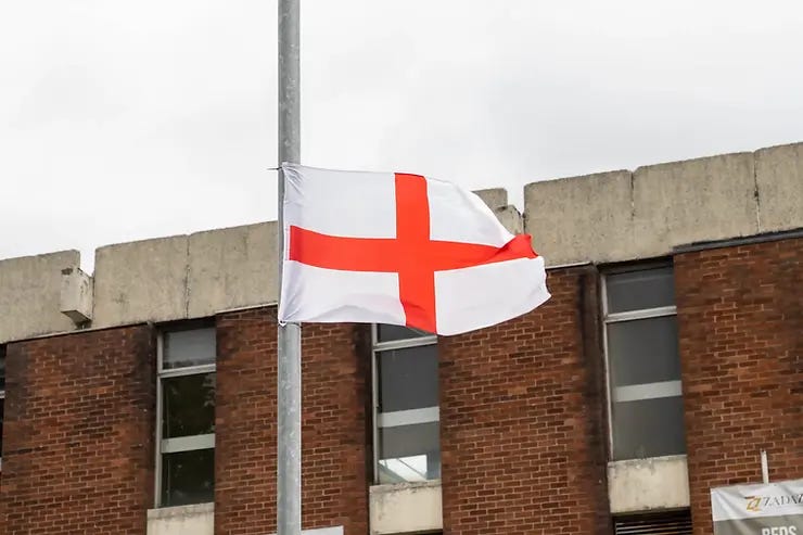 St George’s Cross flying in Salford.