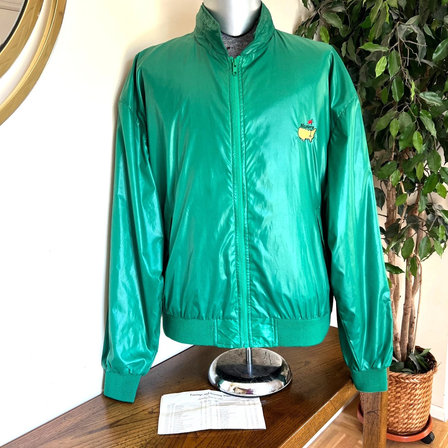 MASTERS Augusta National Golf Shop Men's XL Green Zip Windbreaker Jacket Vtg 90s - Picture 1 of 18