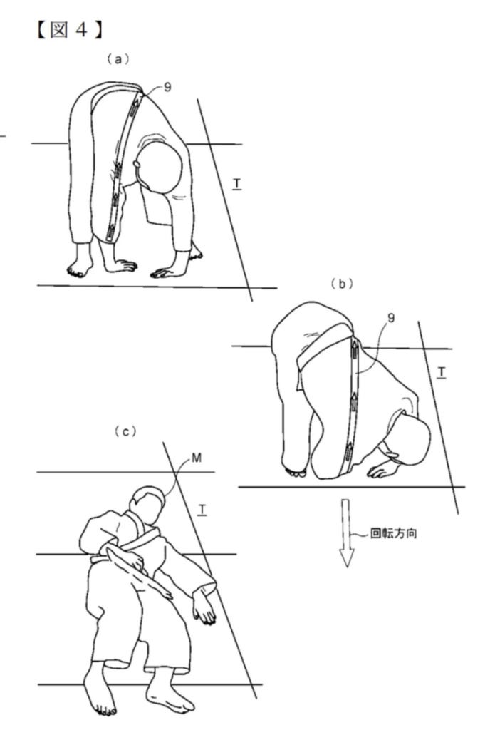 37: Judo Gi with Forward Roll Ukemi Assistance Function | Patent Drawing - Japanese Patent Drawings 37: Judo Gi with Forward Roll Ukemi Assistance Function | Patent Drawing - Japanese Patent Drawings