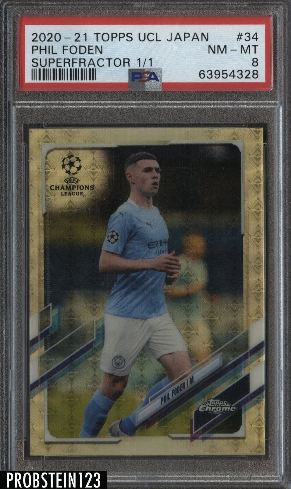 2020-21 Topps UCL Japan Superfractor #34 Phil Foden Manchester City 1/1 PSA 8 - Picture 1 of 2