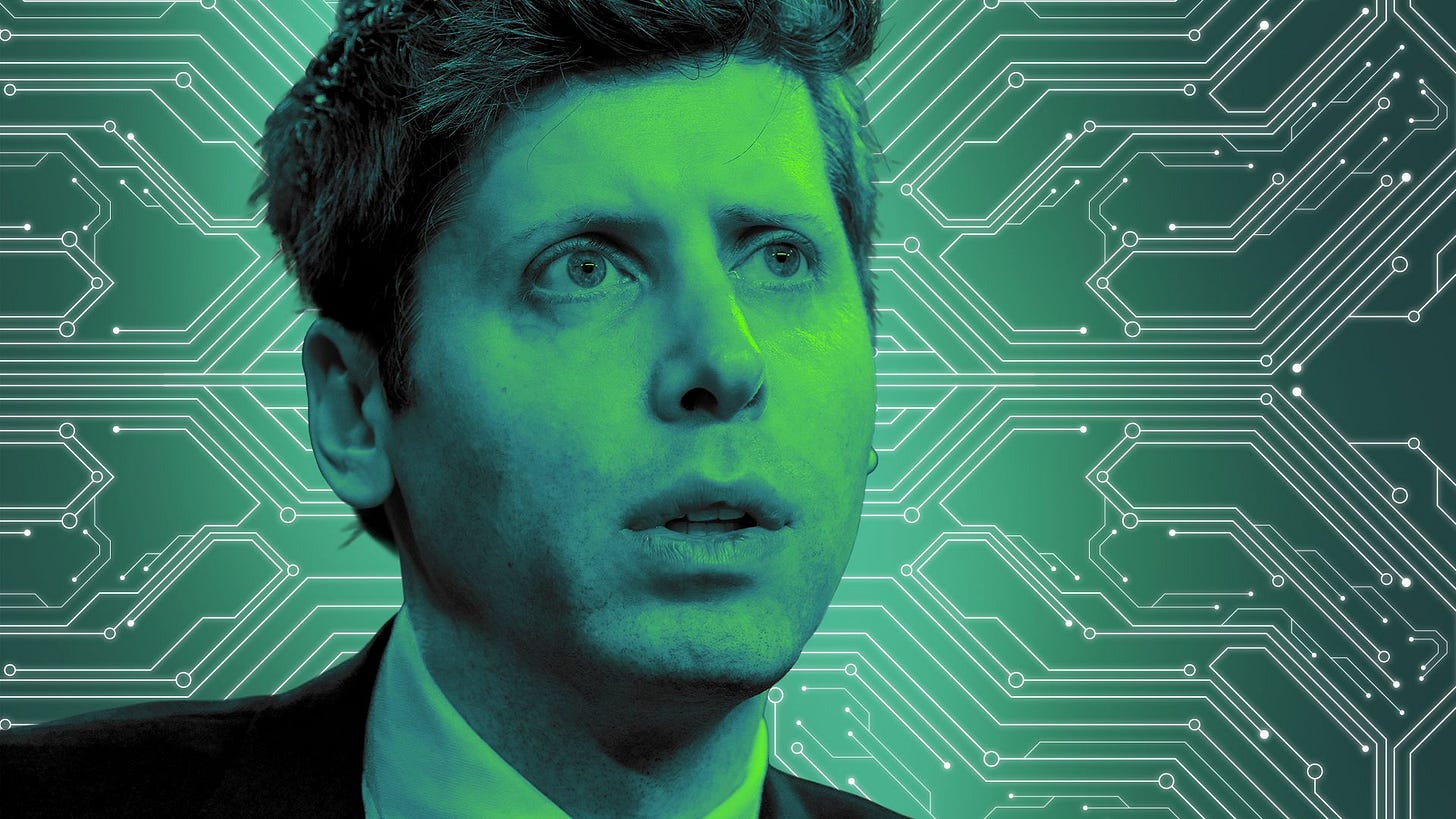 Photo illustration of Sam Altman.