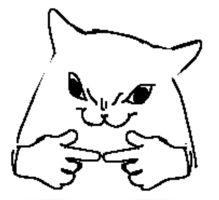 This may contain: a black and white drawing of a cat holding something in its hands with the caption,