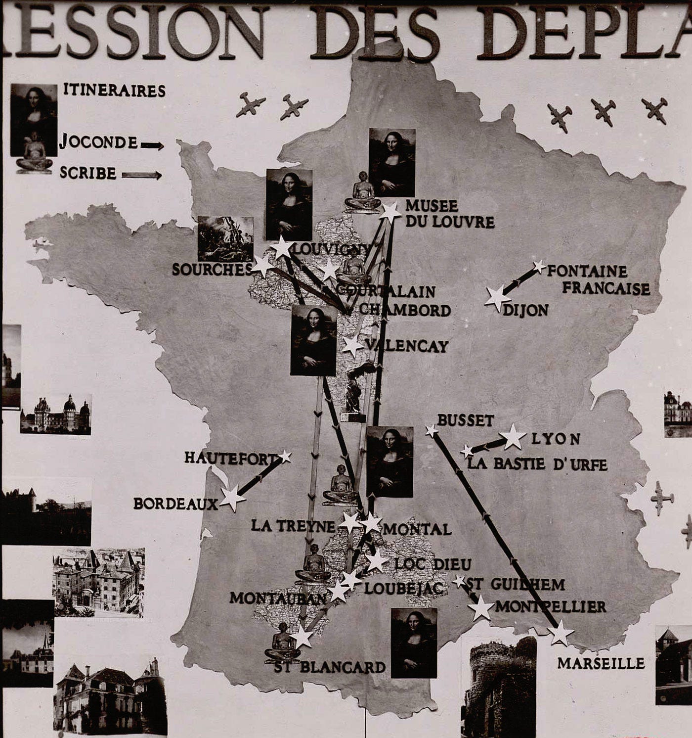 Map castles safeguarding museum treasures 1944 Map castles safeguarding museum treasures 1944