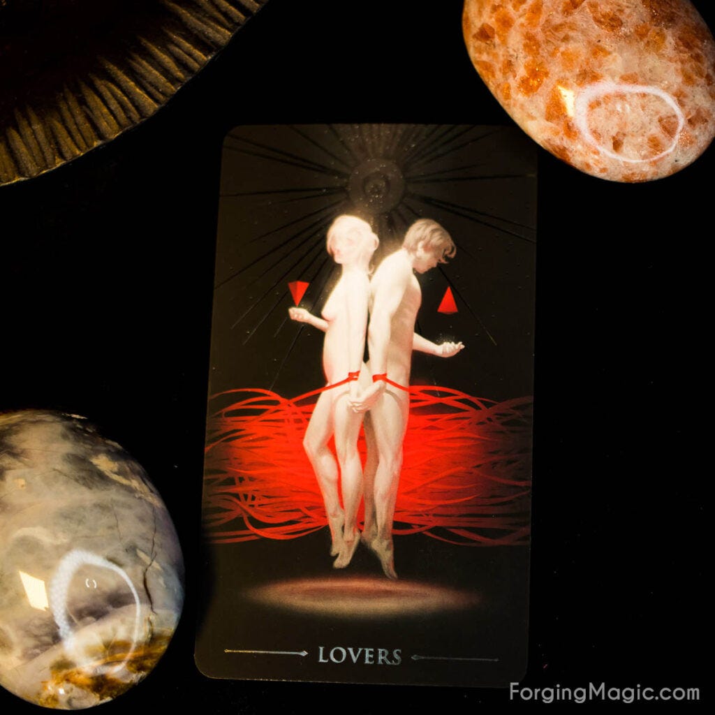 True Black Tarot Lovers Card