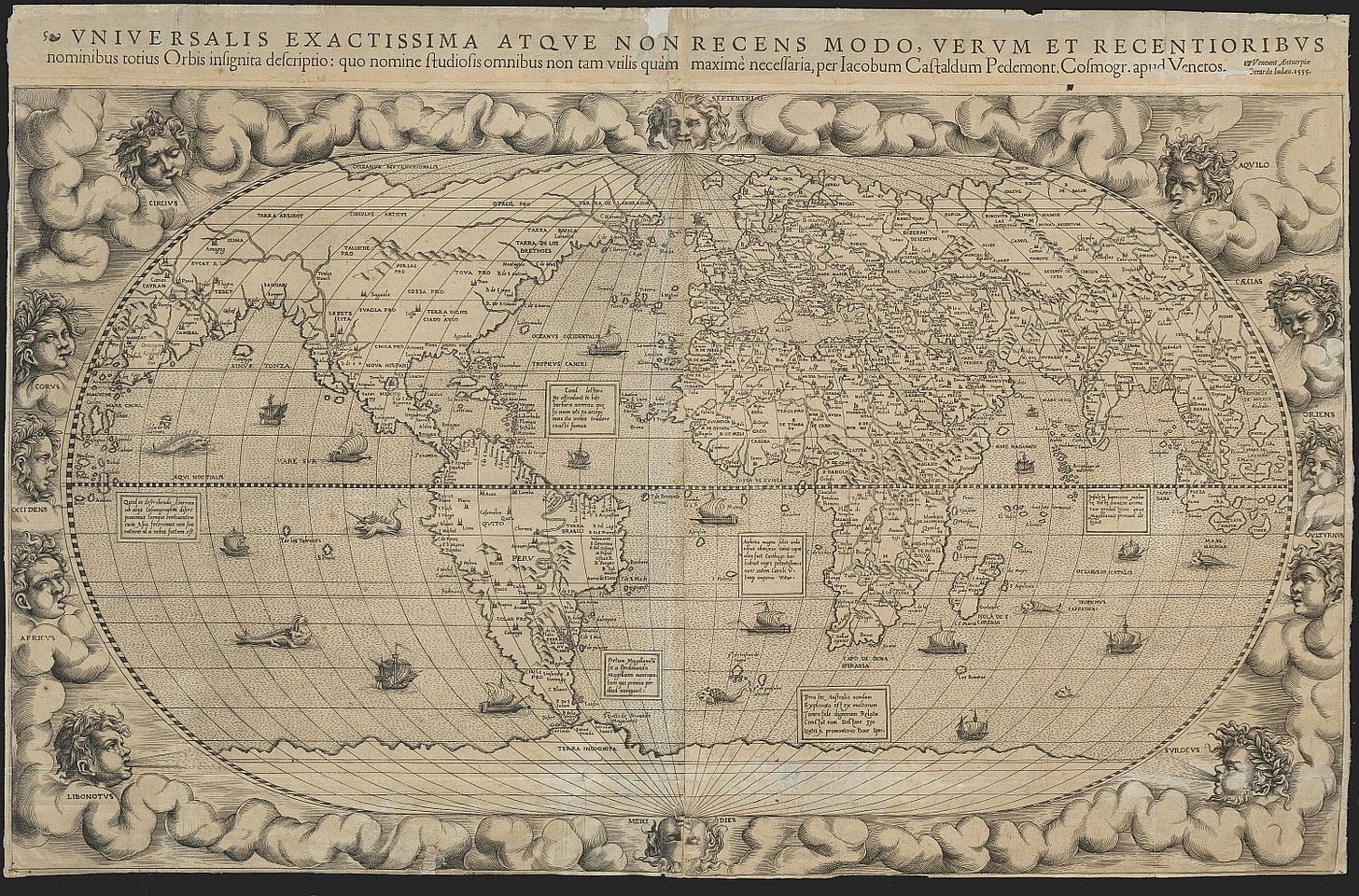 Wereldkaart, Gerard de Jode, 1555