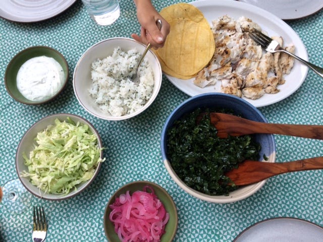 grilled fish taco spread
