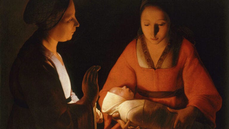 Art Advent Calendar: Georges de la Tour, The Newborn Christ, 1640s, Museum of Fine Art, Rennes, France. Detail.

