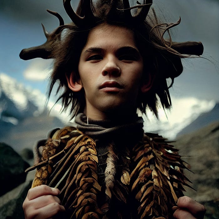 Twitch the cave-boy — AI image using Midjourney