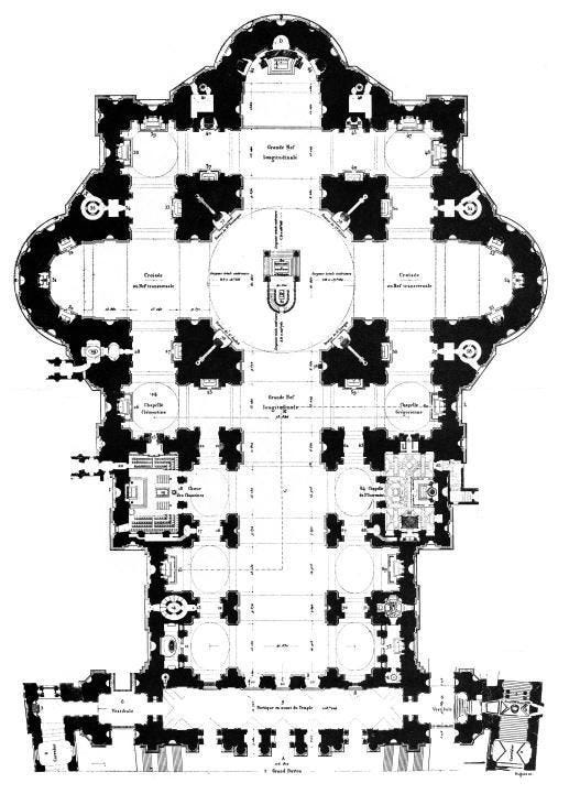 This may contain: an architectural drawing of the ground plan for a building with four floors and three levels