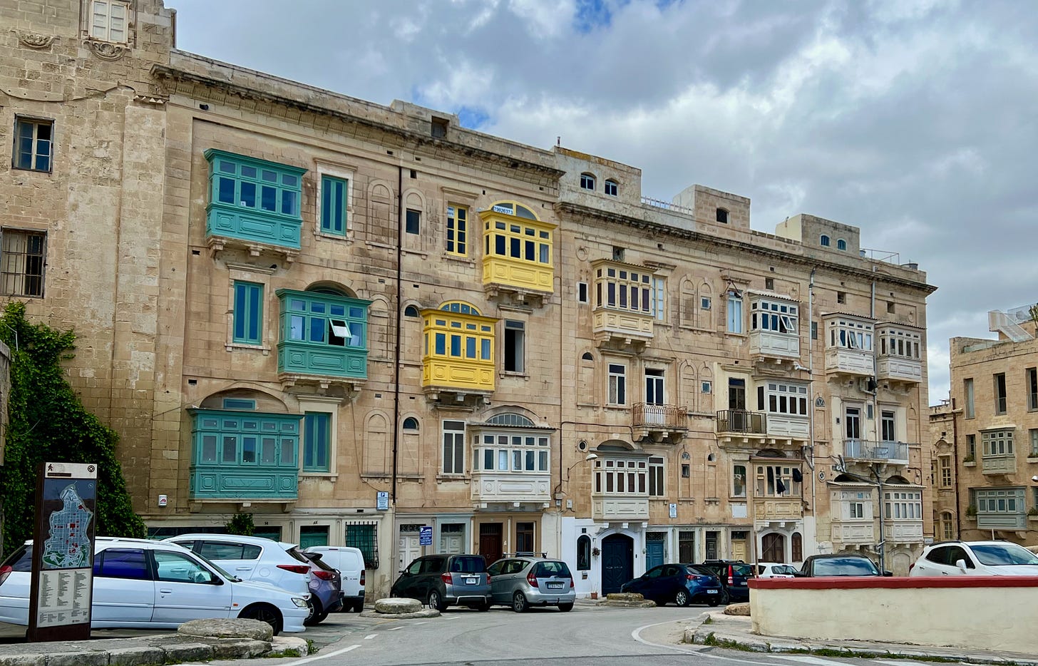 Wooden balconies on a building near Fort St. Elmo, Valetta, Malta (Photo by © Marie Powell)