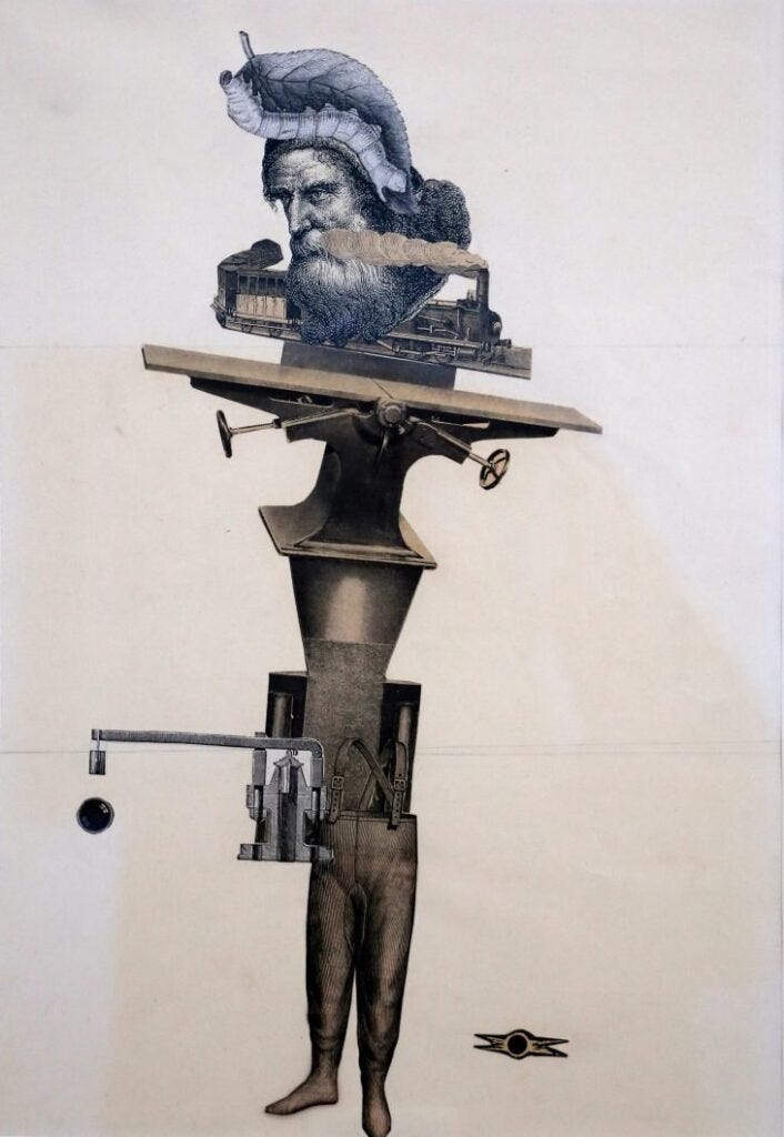 A Surrealist Exquisite Corpse collage by Yves Tanguy, André Breton and others A Surrealist Exquisite Corpse collage by Yves Tanguy, André Breton and others