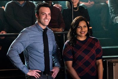 Reid Scott and Mindy Kaling in 'Late Night'