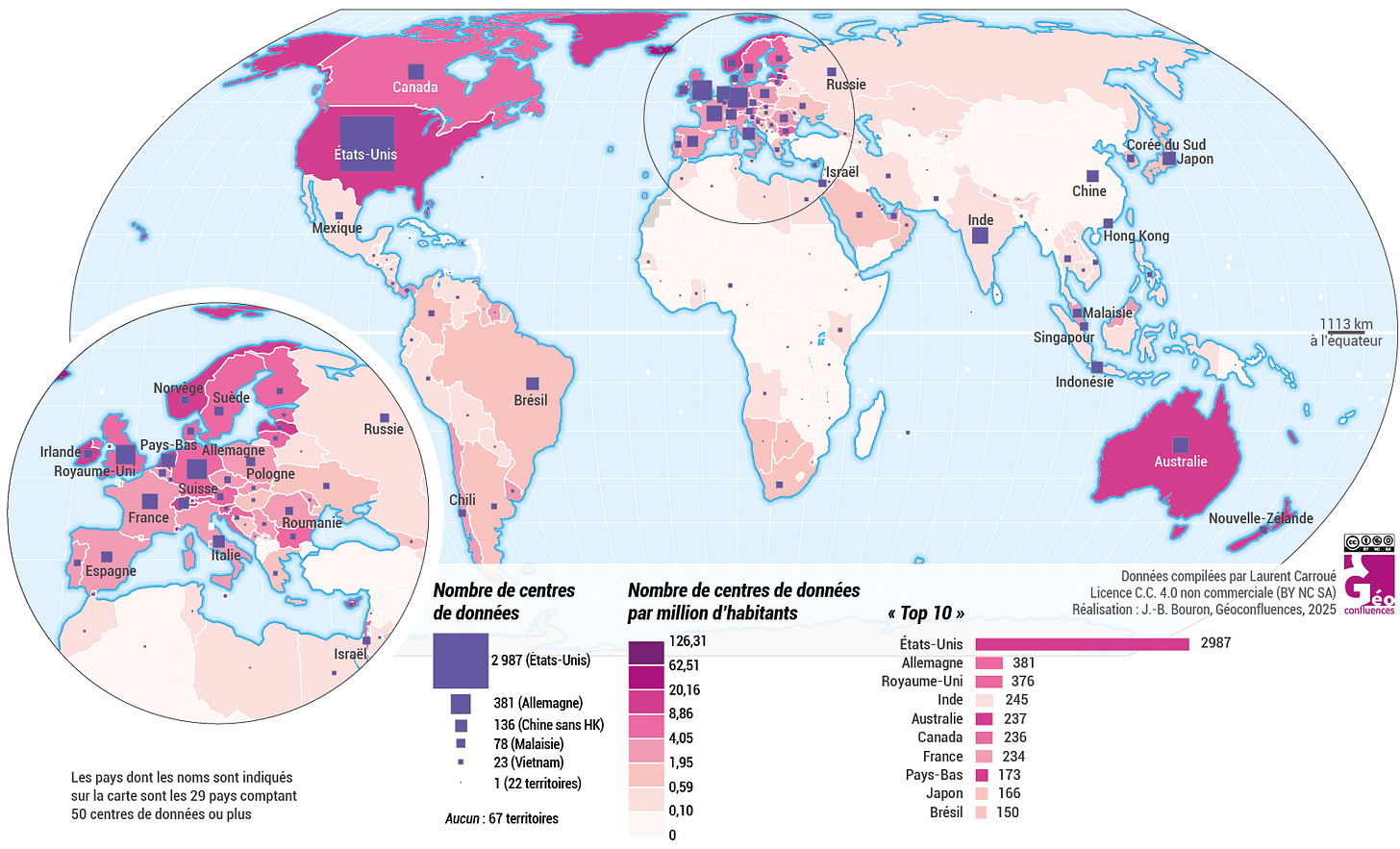 Répartition mondiale des centres de données : un système extrêmement hiérarchisé. 