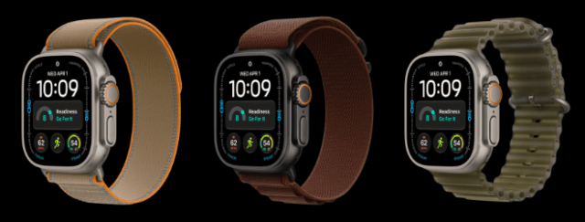 This fall’s band lineup — including Trail Loop, Alpine Loop, and Ocean Band — brings new colors to complement the natural and black titanium cases for Apple Watch Ultra 4.