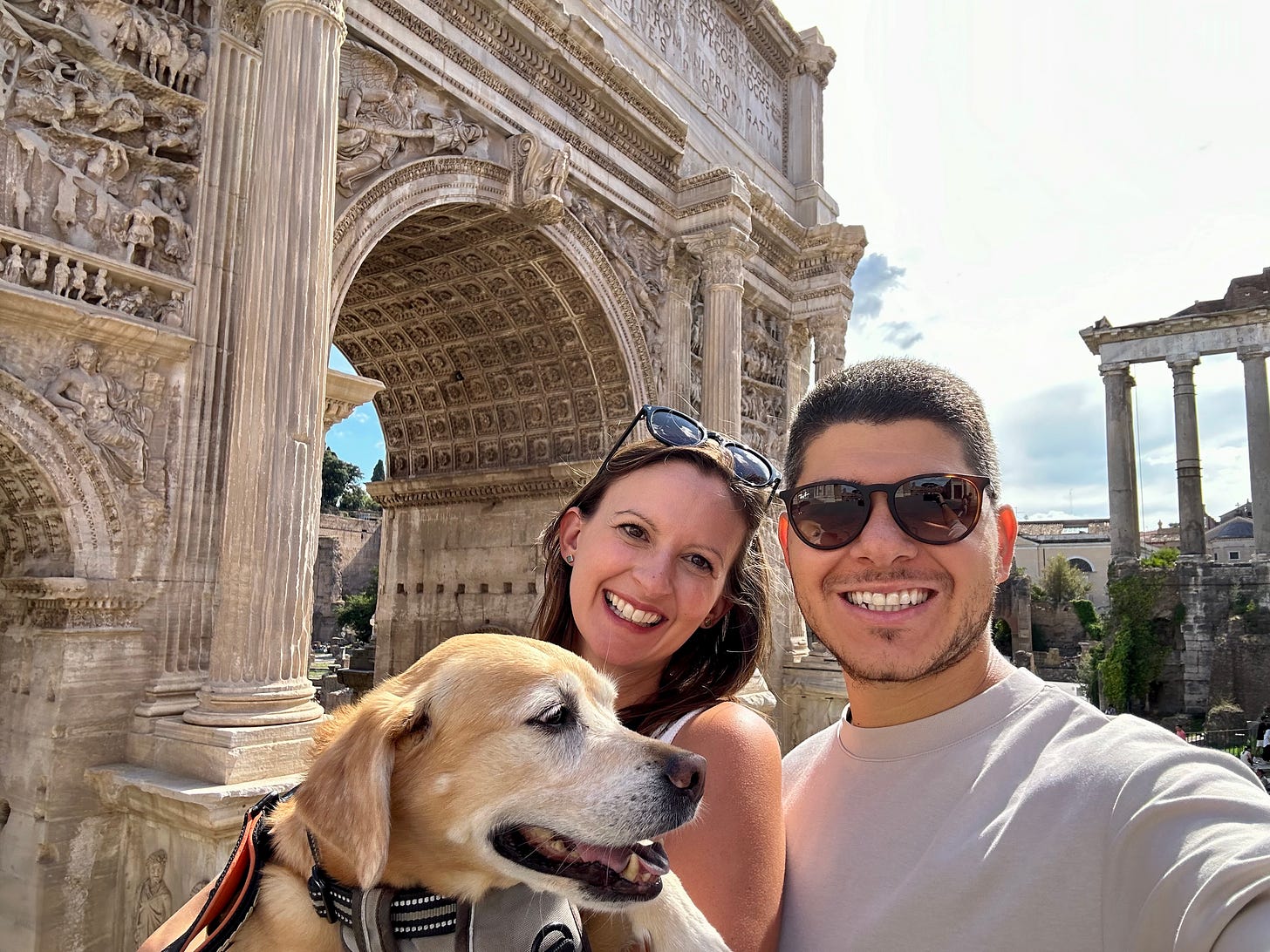 a couple and their dog in Rome