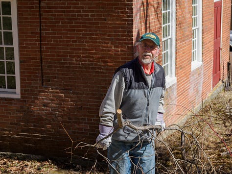 Old guys clearing brush