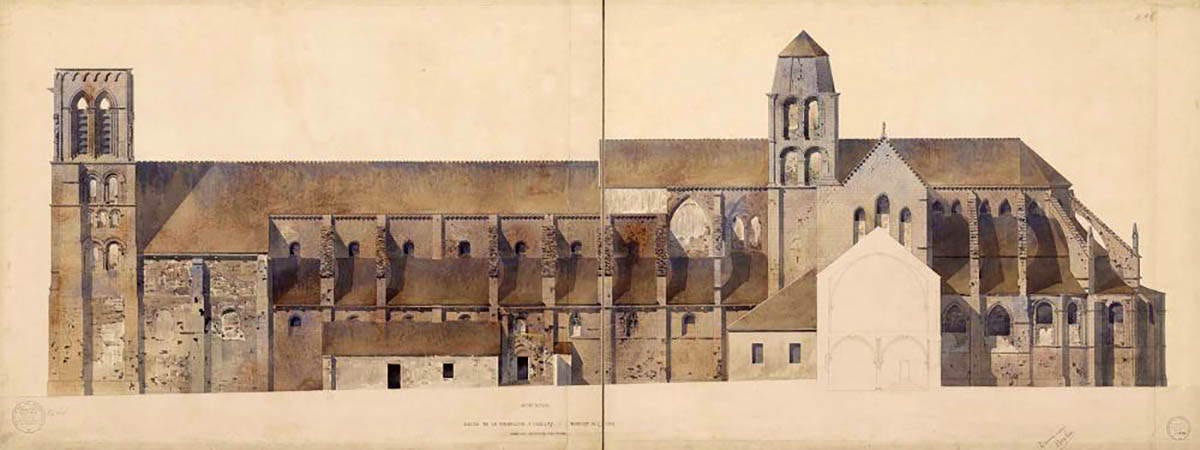 vézelay abbey south elevation watercolor vézelay abbey south elevation watercolor