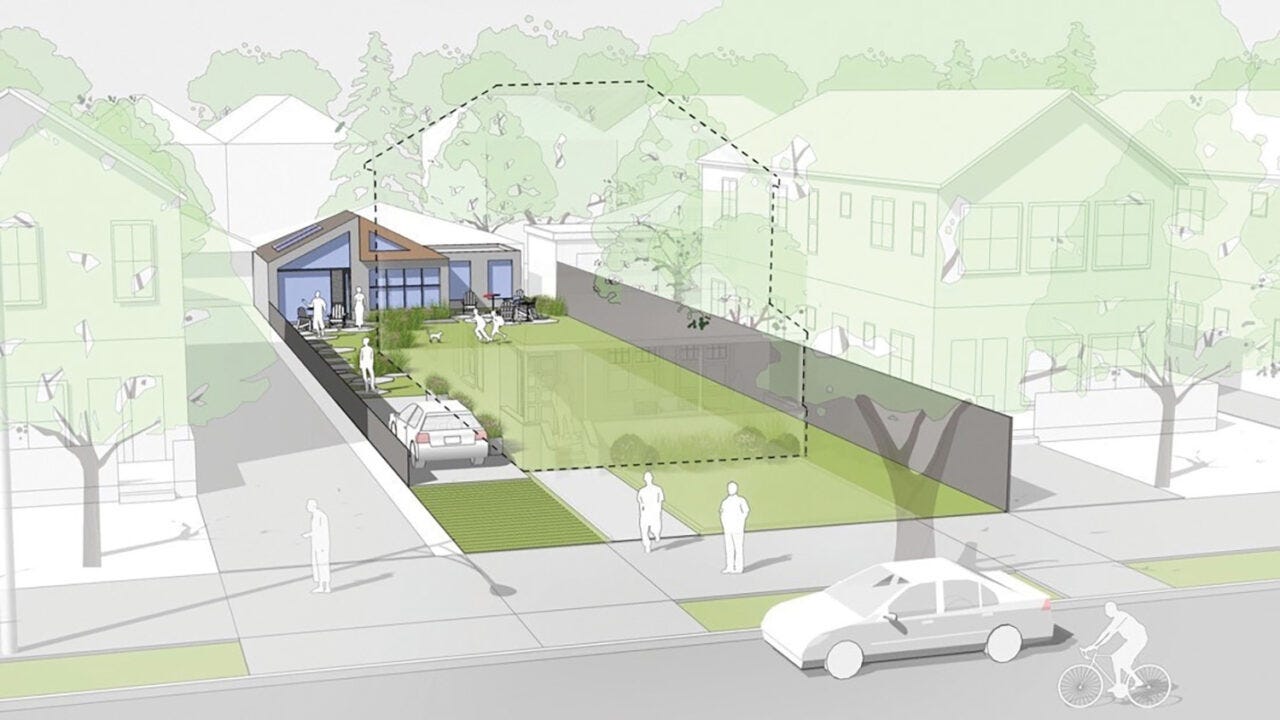 Diagram of Accessory Dwelling Unit being set up at a house/front yard. Diagram of Accessory Dwelling Unit being set up at a house/front yard.