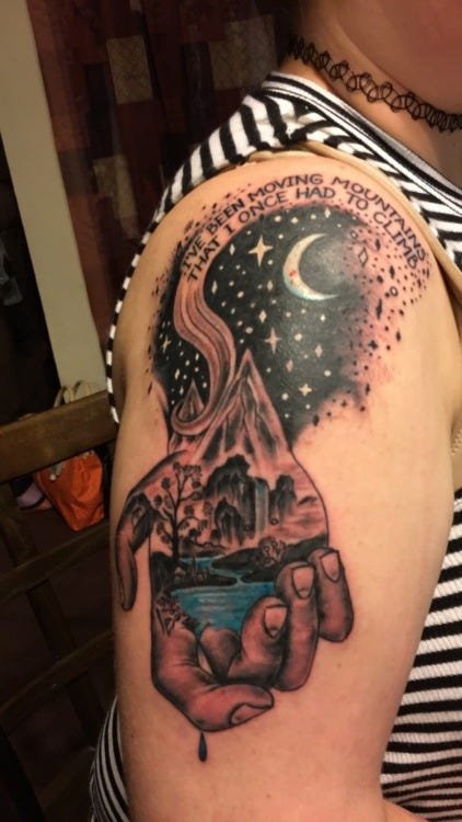 gerardwaythegay: “ just got this done today, still super red but so happy with the results!!! lyrics: gold steps by neck deep art: pavel brodsky at zebra tattoo in Berkeley CA ” gerardwaythegay: “ just got this done today, still super red but so happy with the results!!! lyrics: gold steps by neck deep art: pavel brodsky at zebra tattoo in Berkeley CA ”