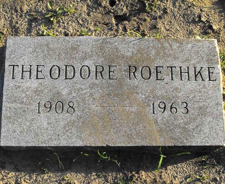 A photo of the poet Theodore Roethke's grave