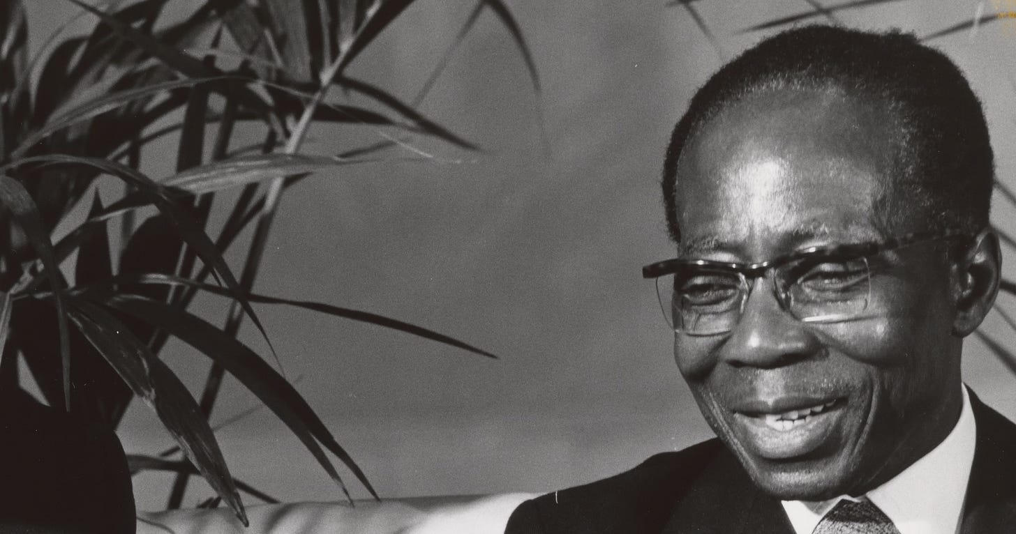 Black and white photo of Léopold Sédar Senghor, Senegal’s first president