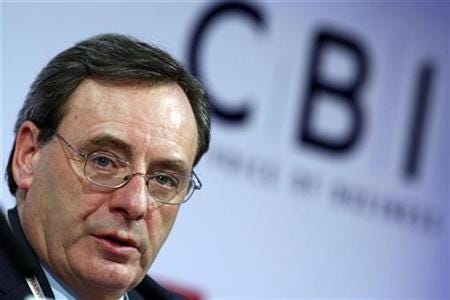 Chairman, president and chief executive officer at 3M, George Buckley speaks during the Confederation of British Industry conference in London