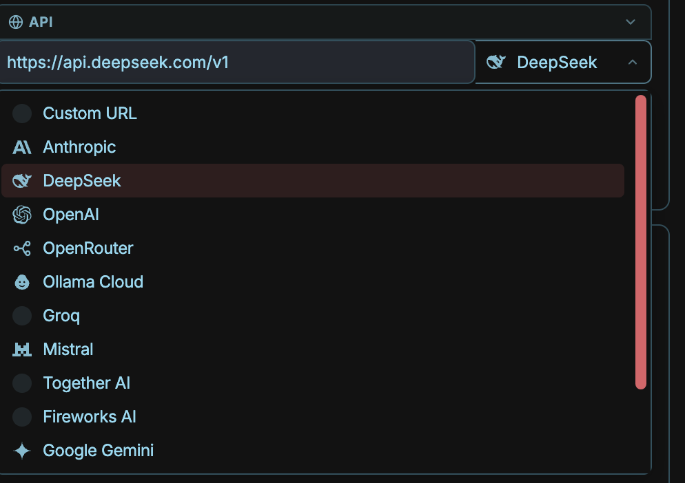 API provider dropdown API provider dropdown