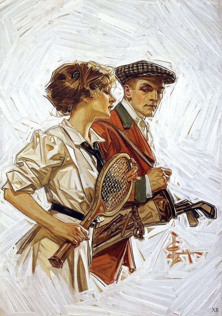 Golf or Tennis? : J C Leyendecker : 1910 : Archival Quality Print | eBay