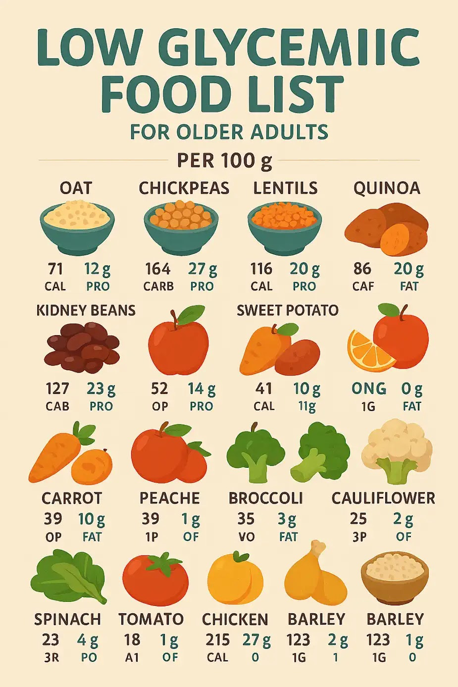 Low glycemic food list with macros