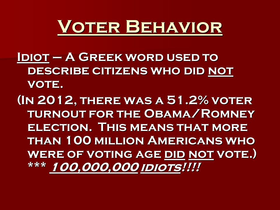 voterbehavioridiote28093agreekwordusedtodescribecitizenswhodidnotvote