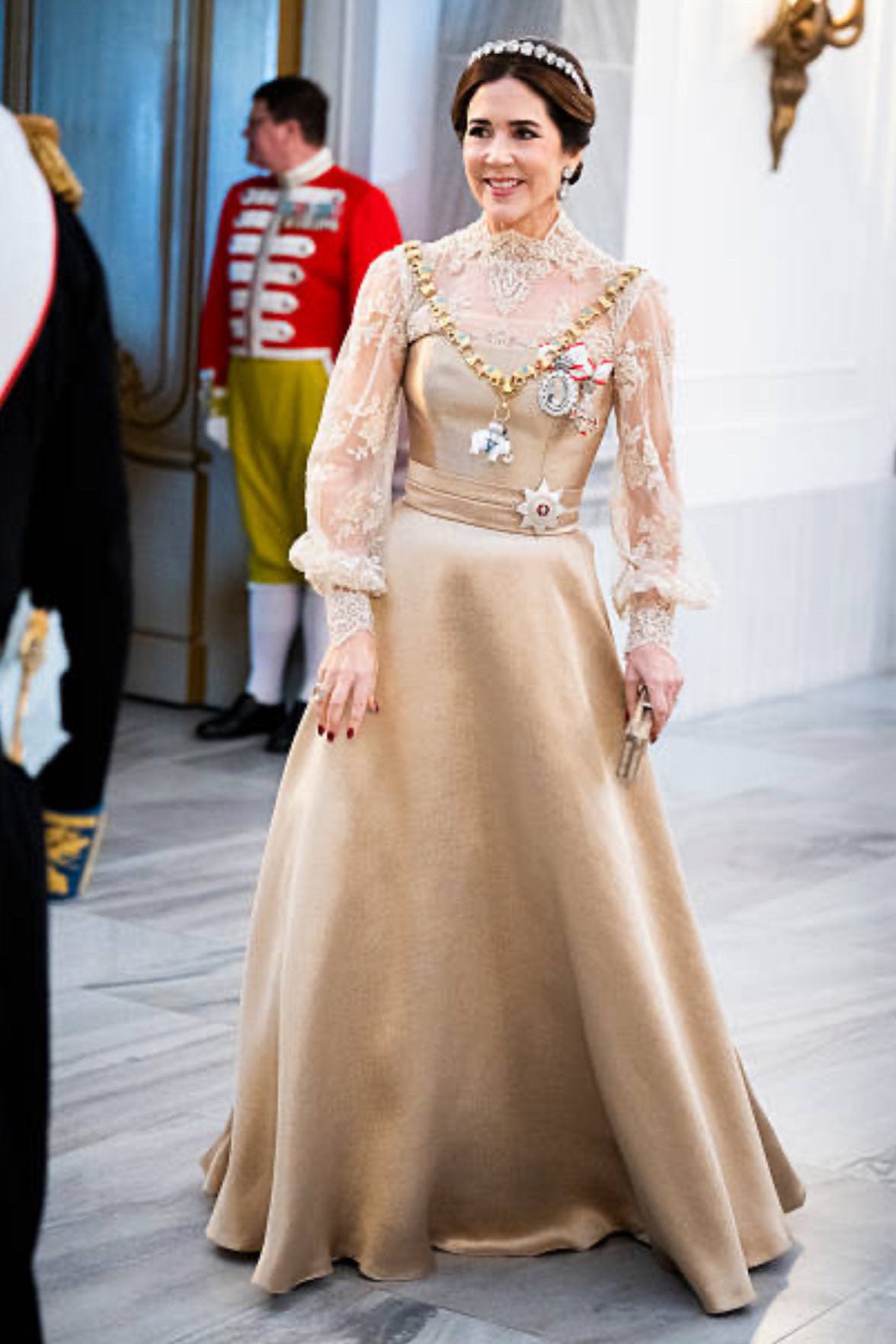 slim fit dress slacks Gold Wedding Dress with Detachable Skirt XXXL / Gold / Lace main image 0