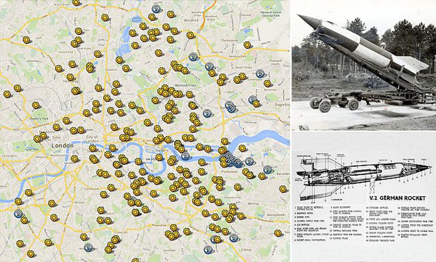 Interactive map reveals where Hitler's V2 rockets killed thousands of  British civilians | Daily Mail Online