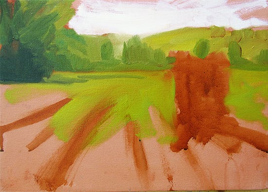Summer Brome Study, 10 x 14", Oil, © John Hulsey Oil Study of Hay Bales in the Field © J. HUlsey