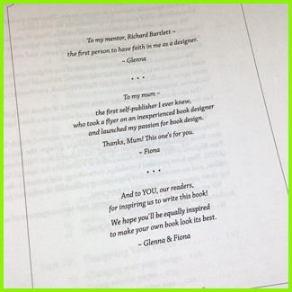 Book front matter example of a dedication page Book front matter example of a dedication page