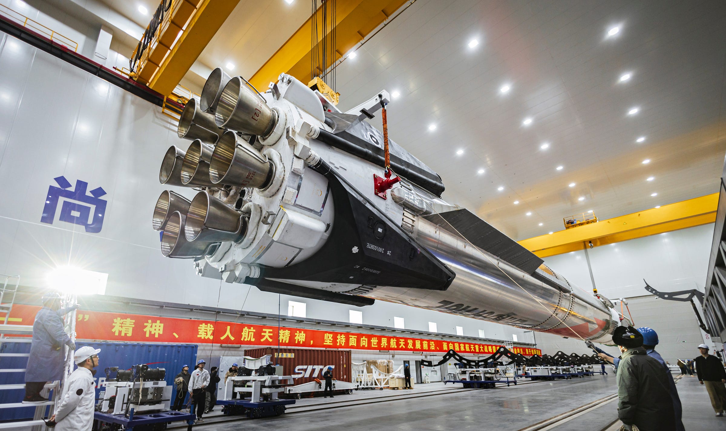 LandSpace’s Zhuque-3 Y1 first-stage booster ahead of launch in December 2025.