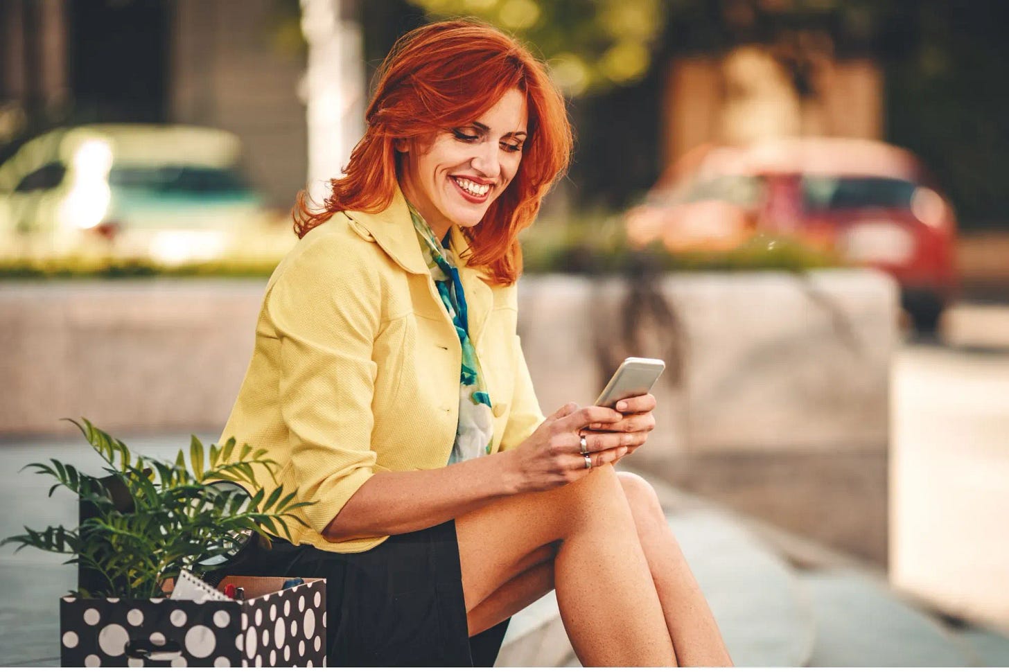 A red-haired woman taking a career break