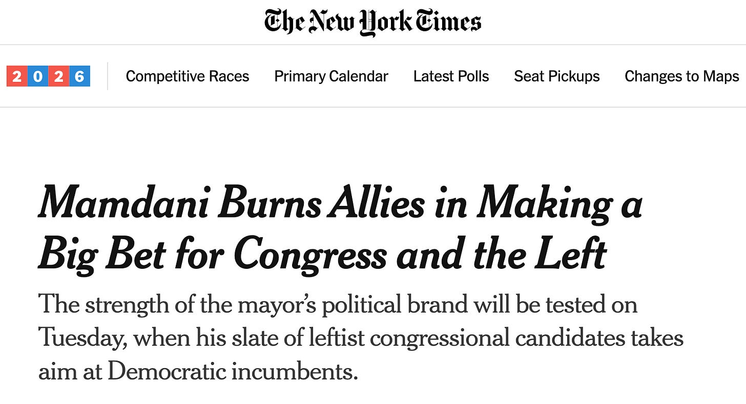 New York Times: Mamdani Burns Allies in Making a Big Bet for Congress New York Times: Mamdani Burns Allies in Making a Big Bet for Congress