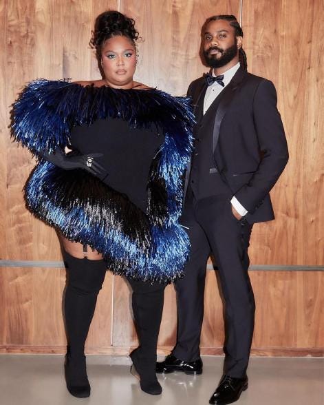 Lizzo hits 2023 Grammys red carpet with boyfriend Myke Wright