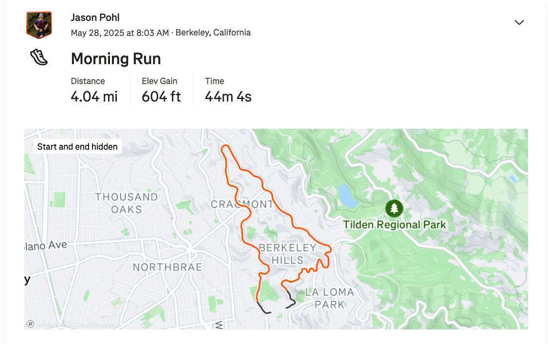 Unnamed Strava post from May 28 run