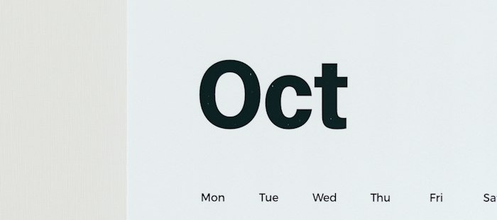 a calendar with the word oct on it