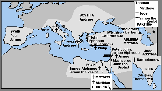 Maps of Apostles, Manuscripts, Translations of New Testament
